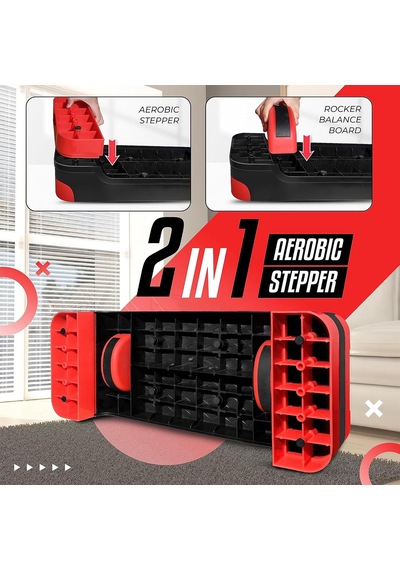 2'si 1 Arada Ayarlanabilir Aerobik Adım Platformu Fitness Egzersiz Stepper, Ekstra Yarım Yuvarlak Bacaklı, Ev Egzersi