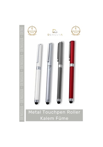 Kalem Lüks Metal Ofis Hediyesi Dokunmatik Fonksiyonlu Şık Prestijli Touchpen Roller Kalem Füme Çok Renkli
