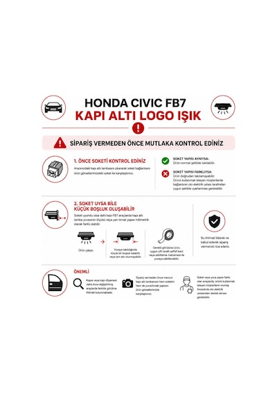 Honda Civic Fd7 2012 2013 Uyumlu Araca Özel Kapı Altı Led 3 Boyutlu Logo Lazer Işık Geçmeli Mod 2