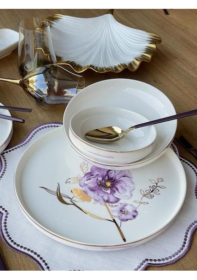 Yemek Takımı Modern Violet 24 Parça 6 Kişilik Renkli