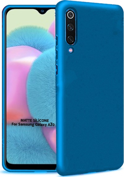 Samsung Uyumlu Galaxy A70 Arka Kapak Silikon Kılıf + Temperli Cam Ekran Koruyucu