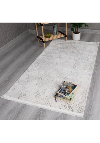 My Evilla Modern Dekoratif Star Seri Krem Gri Dokuma Halı Star4106c