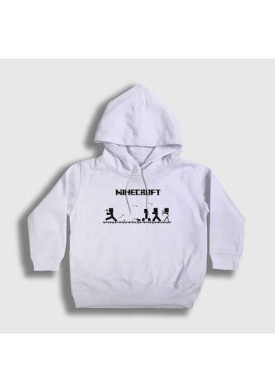Presmono Unisex Çocuk Arrows Minecraft Kapüşonlu Sweatshirt Beyaz
