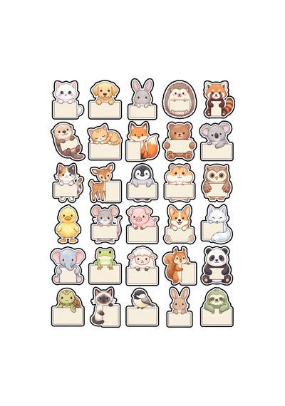 30 Adet Hayvanlı Not Sticker Seti - Ajanda Defter Planner İçin Çok Renkli