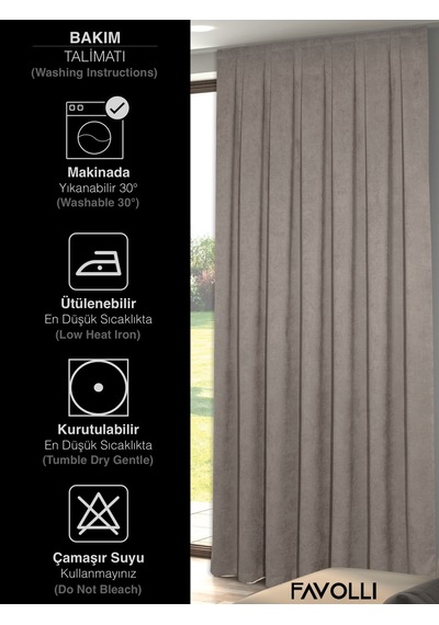 Br Favolli Kadife Dokulu Taş Rengi Ada Fon Perde Ekstrafor Büzgülü Dream Series