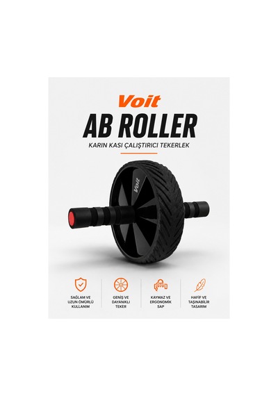 Voit Ab Roller Karın Kası Çalıştırıcı Egzersiz Tekerleği – Kaymaz Saplı Core Antrenman Aleti