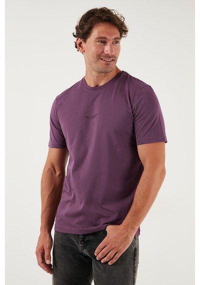 Buratti Pamuklu Baskılı Regular Fit Bisiklet Yaka Erkek T Shirt 59020205 Mürdüm
