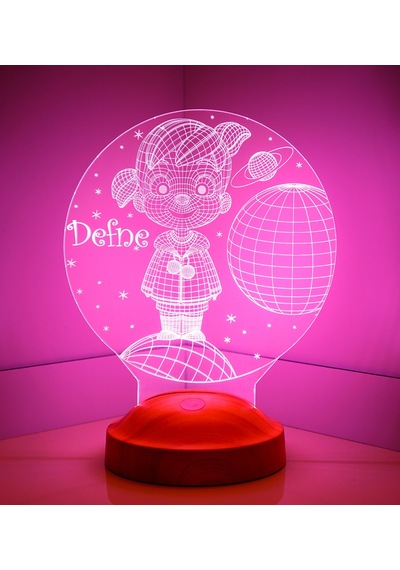 3D Led Lamba 3 Boyutlu Küçük Kız Kişiye Özel Hediye Gecelambası