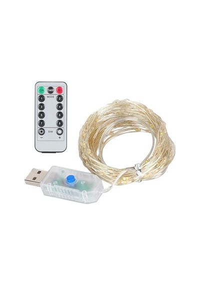 Powermaster Pm-37723 Usb Girişli Uzaktan Kumandalı 30 Metre 8 Modlu Günışığı Dekoratif Yılbaşı - Peri Led Işık
