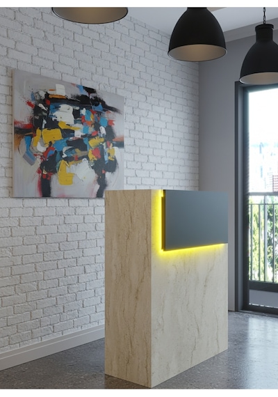 Resital Ledli Karşılama Bankosu G-90 Cm Ofis Kasa Resepsiyon Masası Banko-003-8-4