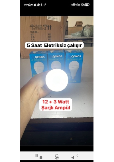 15 Watt Şarjlı Led Ampul Beyaz Işık