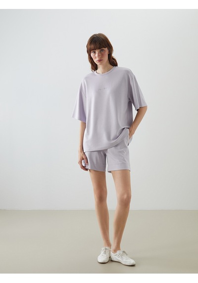 Lcw Vision Lila Oversize Soft Touch Kadın Tişört