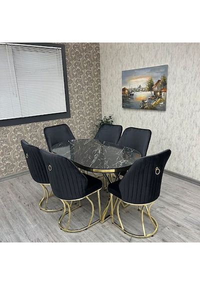 Asalet Mutfak Yemek Masası Takımı - Mutfak Masa Sandalye Takımı - 6 Kişilik Mutfak Masası Takımı Gold Asalet Mutfak Yemek Masası Takımı - Mutfak Masa Sandalye Takımı - 6 Kişilik Mutfak Masası Takımı Gold