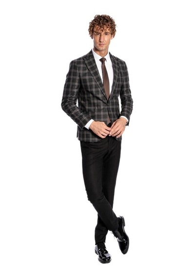 Wessi Slim Fit Sivri Yaka Siyah Erkek Ceket 001