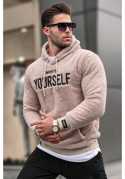 Madmext Kapşonlu Peluş Sweatshirt Camel 4390 Camel