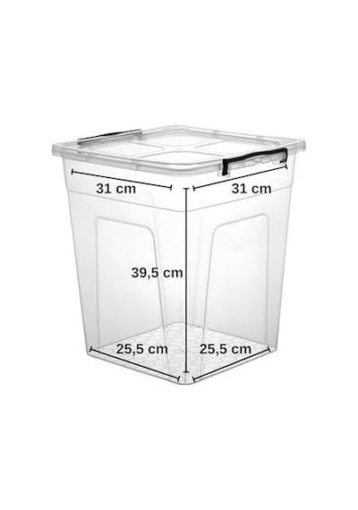 Şeffaf Plastik Saklama Kutusu, Kilitli Kapaklı - 34 36,5 41 Cm 30 Litre