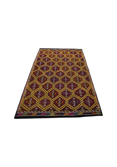 Kilim Antik El Dokuması Yün Anadolu Çumra Yörük Cecim Kilimi 0052 - Yeni - Çok Renkli