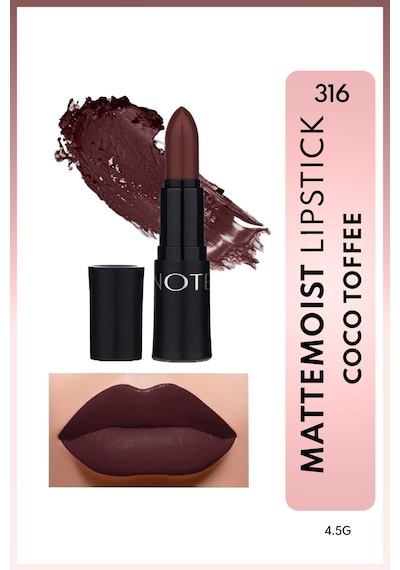 Note Mattemoist Lipstick Mat Bitişli Ruj 316 Coco Toffee - Kahverengi