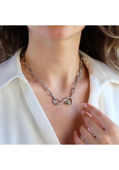 Yılan Sonsuzluk Modeli Zirkon Taşlı Set Gümüş