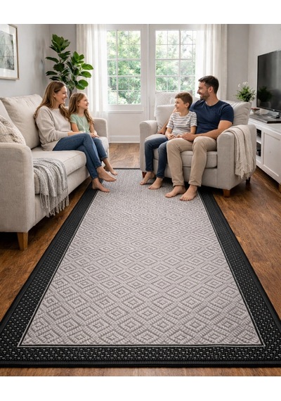 Mess Modern Dekoratif Yumuşak Dokulu Sisal Halı 3946 Antrasit Siyah Çok Renkli