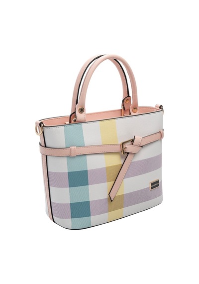 Silver & Polo Silver Polo Lila - Pembe Ekose Kadın El Çantası Sp1283
