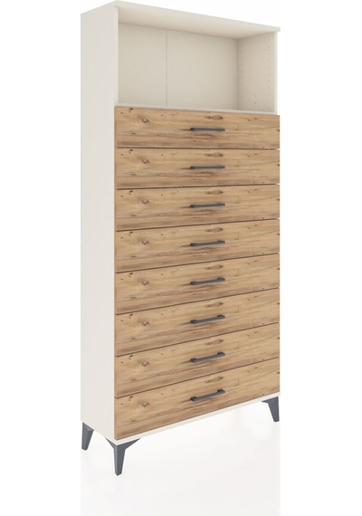 Arges Dolap Tek Raflı 8 Çekmeceli 88x30x182 Aytaşı-çam Aytaşı