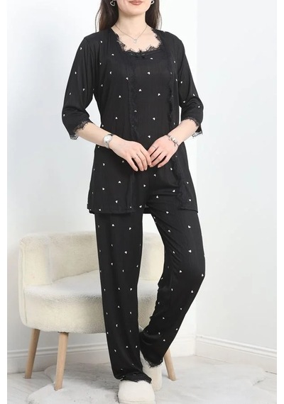 Seka Store Seka Pegasus Üçlü Pijama Takımı Siyah - 70044.1048. Çok Renkli