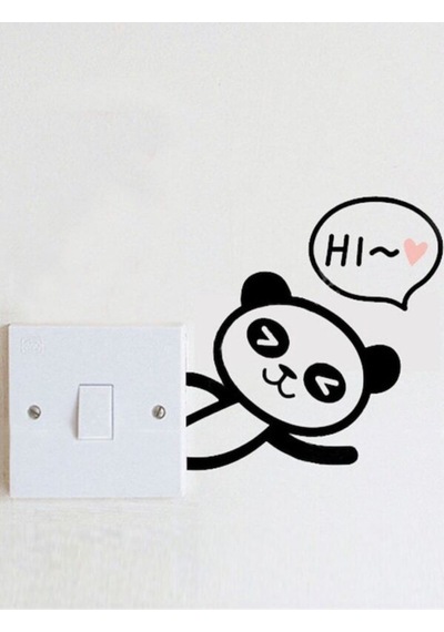Oturma Odası Anahtarı Sticker Karikatür Panda Baskılı Duvar Dekoru6661