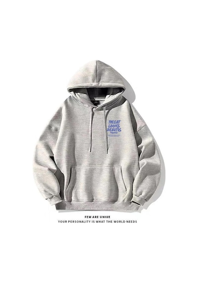 Startmore Startmoregünlük Sokak Giyimi Kapüşonlu Sweatshirt Modası Erkek Rahat Kapüşonlu Sweatshirt Hip Hop Kıya Gri