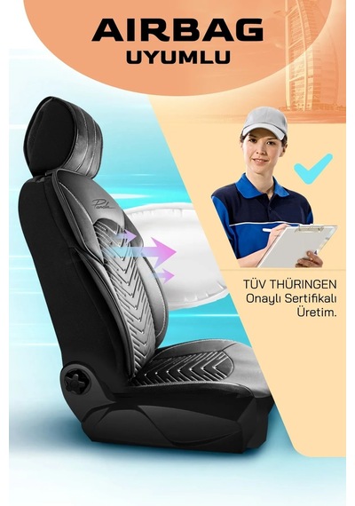 Panda Dubai Serisi Kadife Oto Koltuk Kılıfı - Tam Set