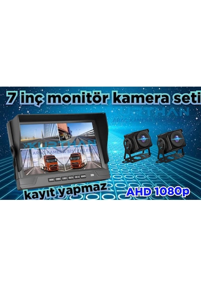 7 İnç Kayıtsız Monitör 2 Adet 180'' Geniş Açılı Ahd Kamera 12 V