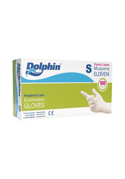 Dolphin Lateks Muayene Eldiveni Pudralı 100 Adet Beyaz S 3'li Ekonomik Paket - 3 Adet Tarı