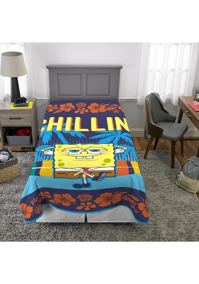 Lexroo Spongebob Squarepants Bedding Süper Yumuşak Mikro Raschel Battaniye 157,5 Cm X 228,6 Cm Çok Renkli