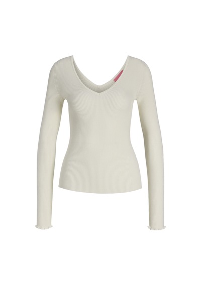 Jack & Jones Kadin V Yaka Triko Üst- Linn - 12288495 Vanilla Ice