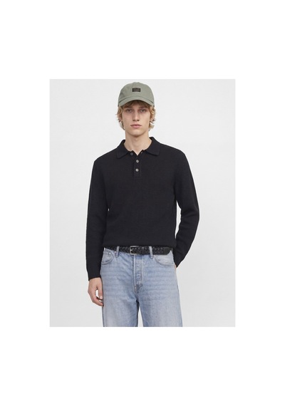Jack & Jones Jprblawesley Knıt Polo Ls Bf Ln Siyah