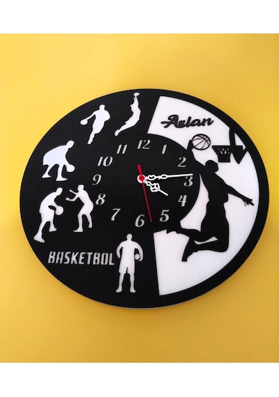 Basketbol Severler İçin Modern Duvar Saati Şık Ve Kalite Bir Arada No:1078 Beyaz