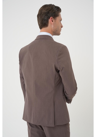 Efor Slim Fit Esnek Çift Yırtmaç Yelekli Düz Klasik Vizon Takım Elbise Tk 901 Vizon