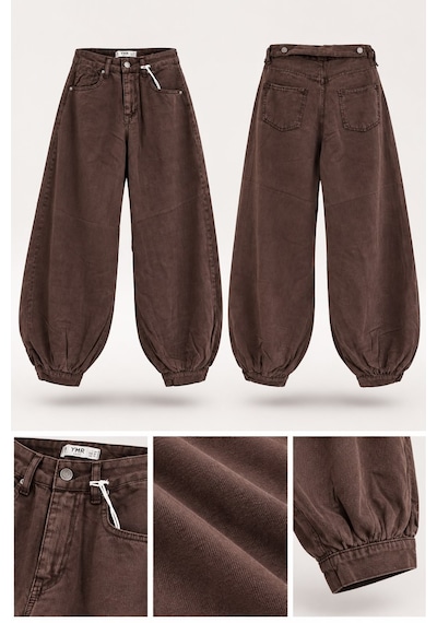 Ymr Moda Ymr Jeans Kahve Tencel Balon Jogger Pantolon Kahverengi