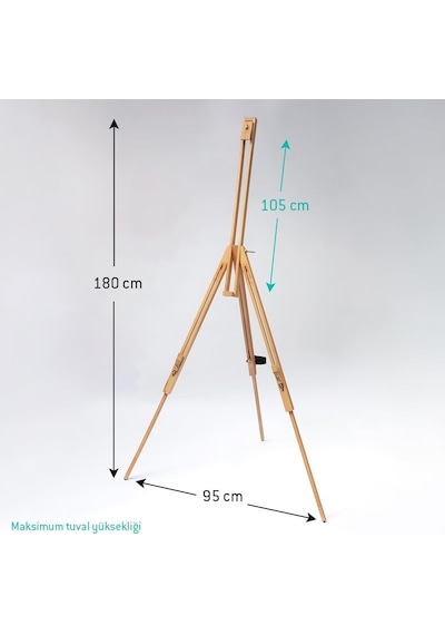 Taşınabilir Tripod Şövale Kayın, Maks. Tuval Yüksekliği 105 Cm