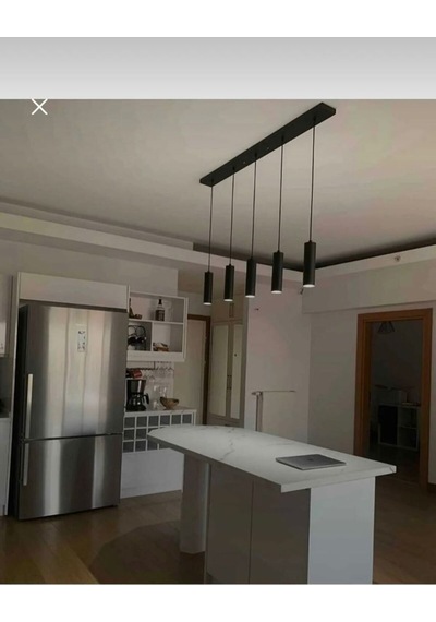 Dekoratif 5 Li Ada-masa Üstü Metal Sarkıt 23 Cm Texture Siyah Günışığı Ampullü