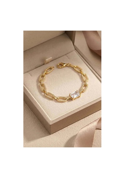 Erkek Halat Bileklik Çelik 14k Altın Kaplama 6mm