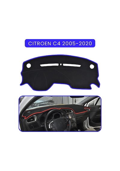 Cıtroen C4 2005-2020torpido Koruma Halısı Mavi Kenar