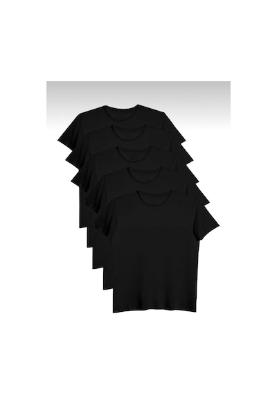 Bürke 5'li Erkek/Unisex Siyah Renk %100 Pamuk Bisiklet Yaka Basic Tişört