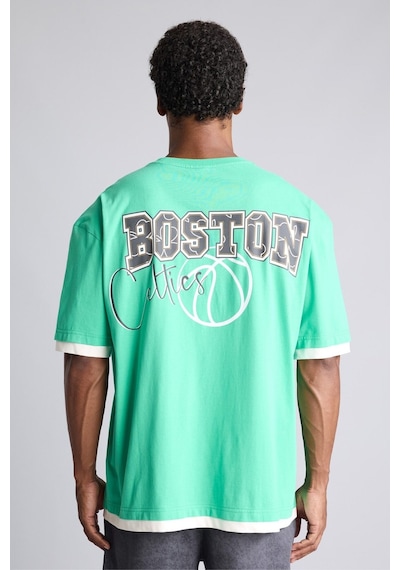 Defacto Nba Boston Celtics Sırt Baskılı Şerit Detaylı Oversize Bisiklet Yaka Kısa Kollu Tişört H8267ax26augn322 Yeşil-gn322