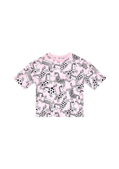 Denokids Mushi Unicorn Gang Kız Çocuk T-shirt Şort Takım Çok Renkli