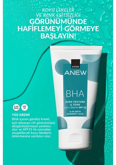 Anew Bha Cilt Tonu Görünümünü Düzgünleştiren Gündüz Kremi Spf 35 50 Ml.