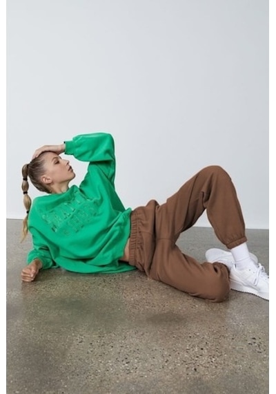 Madmext Kadın Camel Beli Lastikli Oversize Eşofman Altı Mg1235 Camel