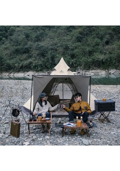 Naturehike Moğol Glamping 4 Kişilik Piramid Çadır Açık Bej
