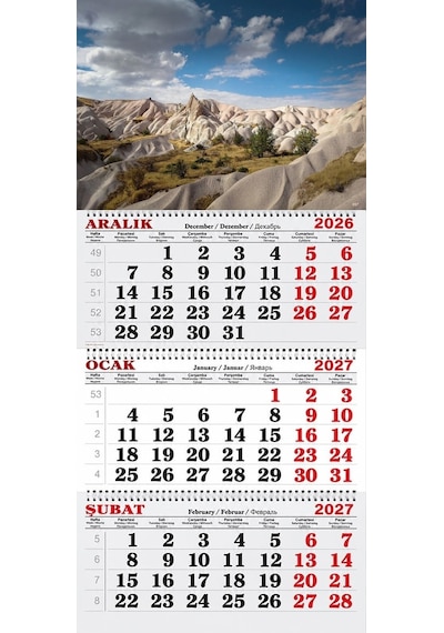 2027 Yılı Gemici Takvimi-kapadokya Zemi Vadisi