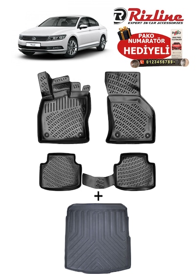 Volkswagen Passat B8 2015-2023 Havuzlu Paspas Ve Bagaj Havuzu Seti